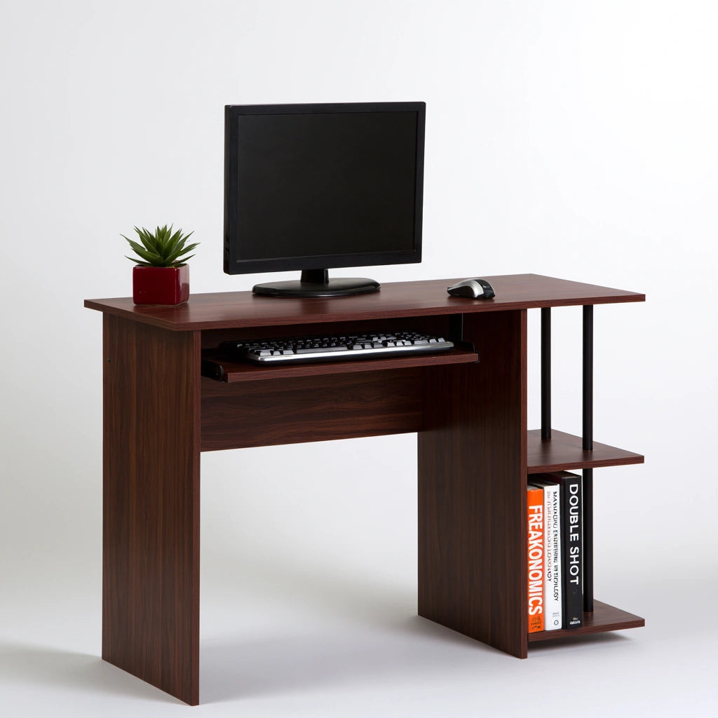 Scrivania per computer in legno, colore marrone scuro