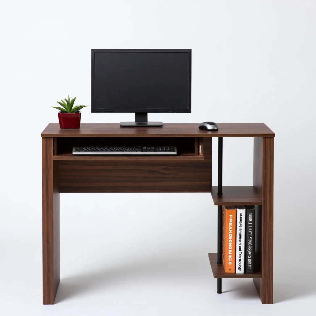Scrivania per computer in legno, colore marrone scuro