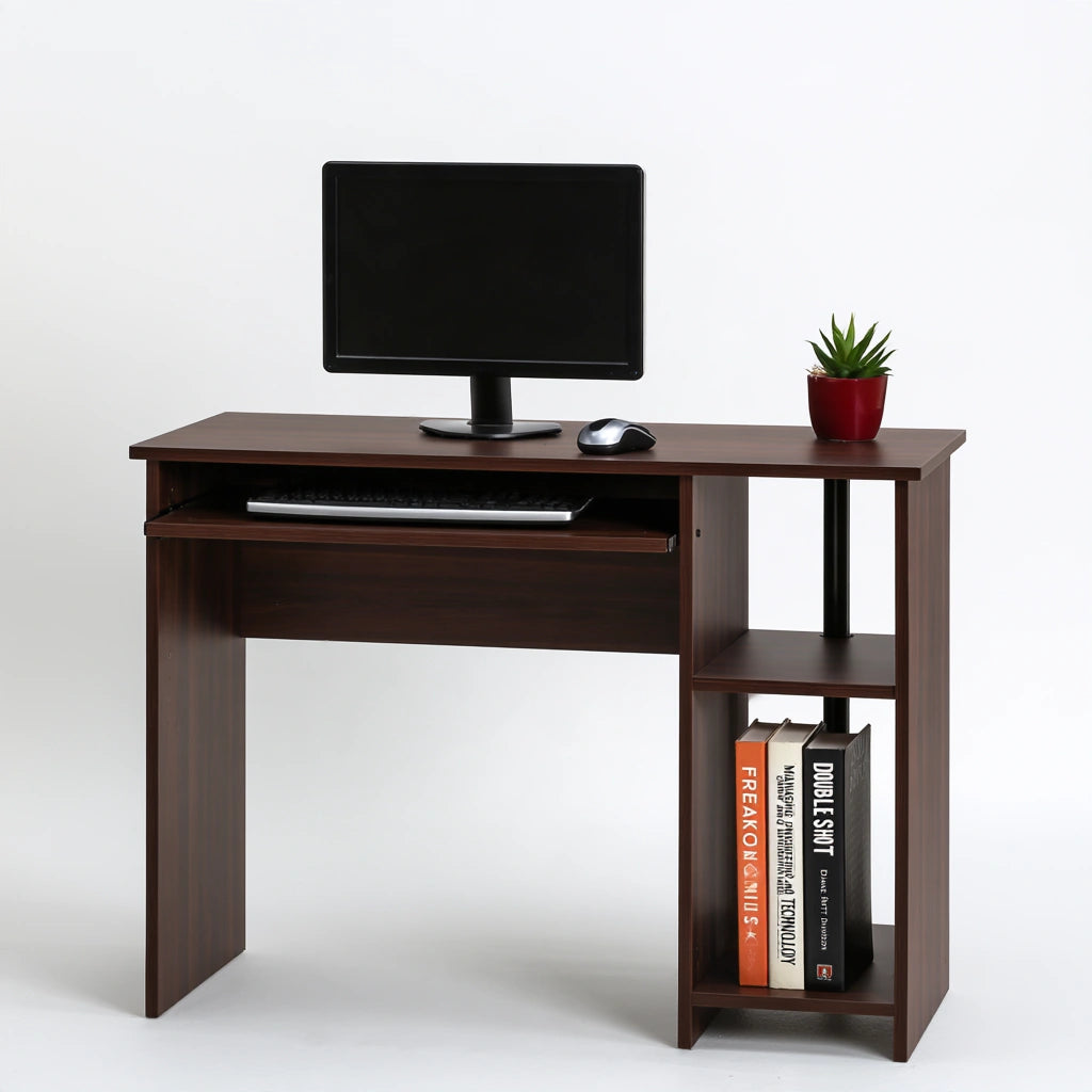 Scrivania per computer in legno, colore marrone scuro
