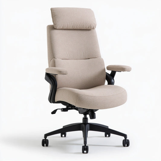 Poltrona ergonomica da ufficio dalle linee essenziali con schienale alto, colore grigio