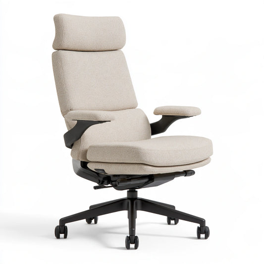 Poltrona ergonomica da ufficio dalle linee essenziali con schienale alto, colore grigio
