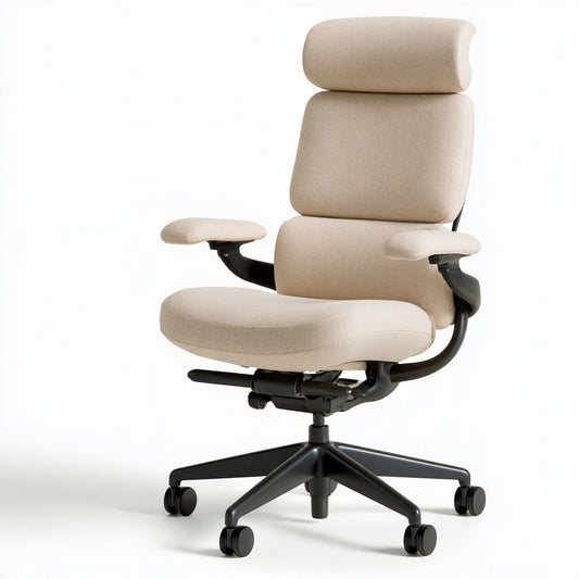 Poltrona ergonomica da ufficio dalle linee essenziali con schienale alto, colore grigio
