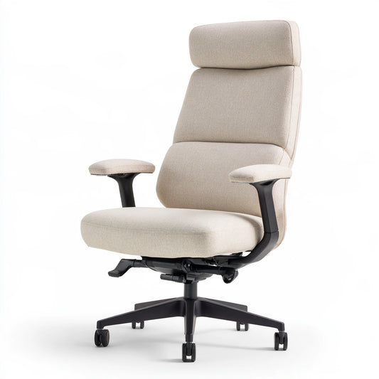 Poltrona ergonomica da ufficio dalle linee essenziali con schienale alto, colore grigio